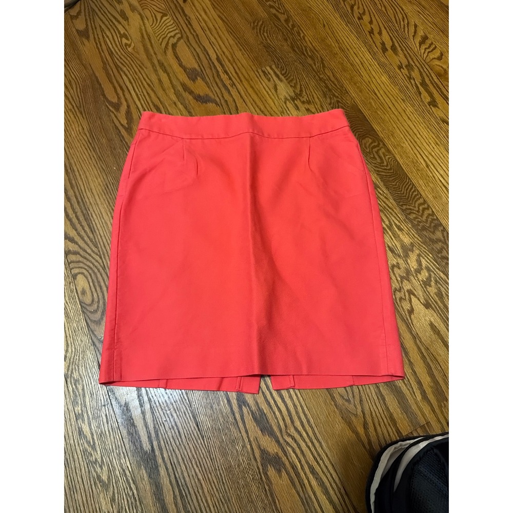 J.Crew The Pencil Skirt Coral Pink Textured Cotton Blend Size 14